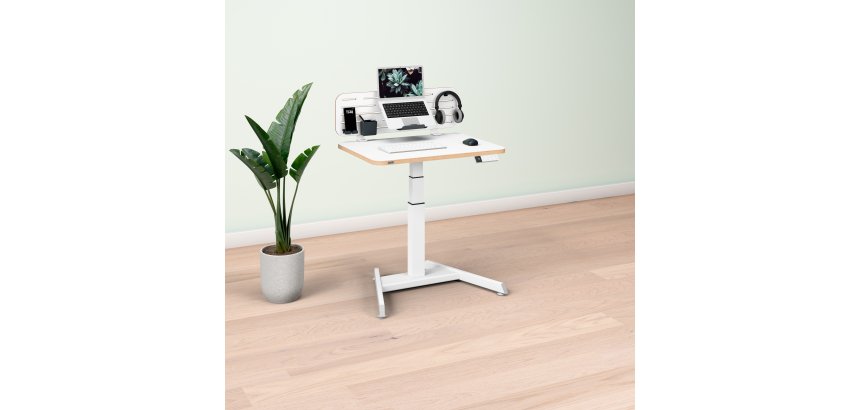 Bureau Leitz électrique assis-debout compact  L 80 x P 60 cm + Organiseur de bureau avec support pour ordinateur portable Leitz Ergo