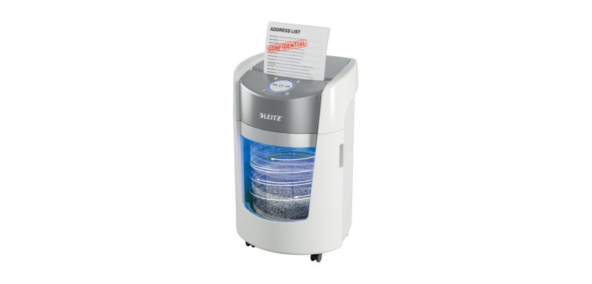 Destructora de Papel Leitz IQ OptiMax Small Office 350 pequeña Microcorte Seguridad P5 22L - Blanca