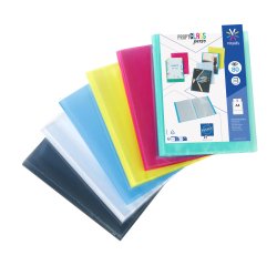 Protège-documents Viquel Propyglass polypropylène translucide personnalisable A4 - 40 pochettes - 80 vues couleurs assorties