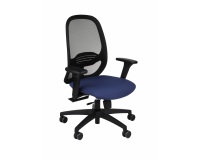 Bürostuhl NODI NOIR ergonomisch, Stoff und Mesh, mit 3D-Armlehnen, synchronem Mechanismus mit Tiefeneinstellung, schwarzen Füßen