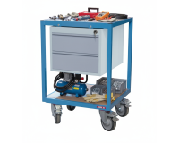 Petite servante établi 2 tiroirs plateau bois médium 400 kg roue TPE