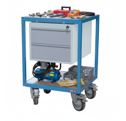 Petite servante établi 2 tiroirs plateau bois médium 400 kg roue TPE