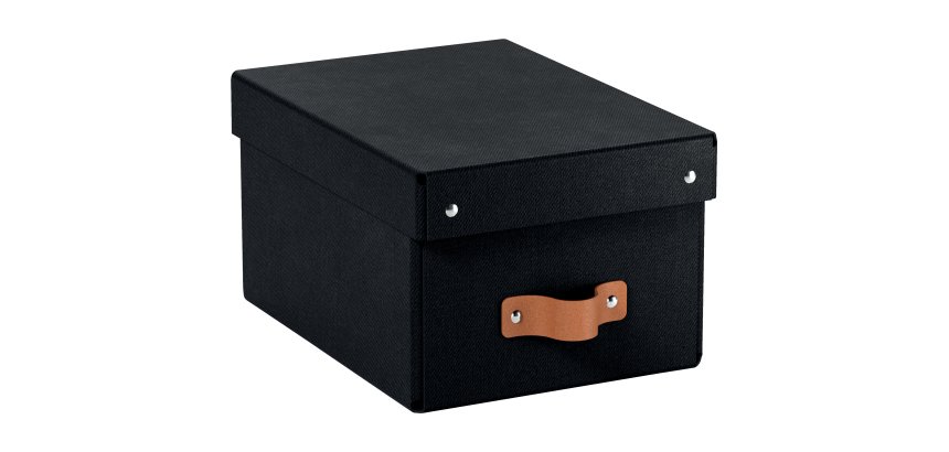 Caja de almacenamiento Leitz Puro con tapa, pequeña, 7L, cartón 100% reciclado, paquete de 2 - Negro - 7