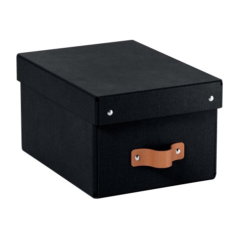 Caja de almacenamiento Leitz Puro con tapa, pequeña, 7L, cartón 100% reciclado, paquete de 2 - Negro - 7