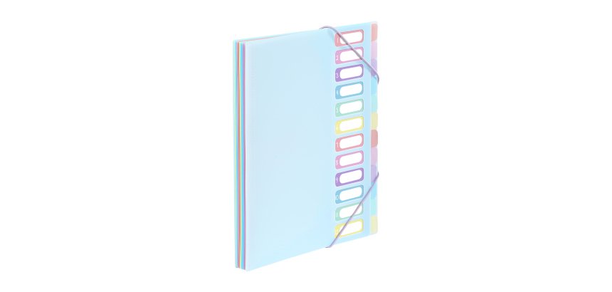 Trieur extensible 12 compartiments A4 - VIQUEL RAINBOW PASTEL - Bleu