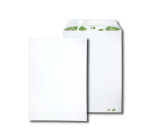 Boite de 250 pochettes extra blanches 100% recyclées C4 229x324 90 g/m² bande de protection
