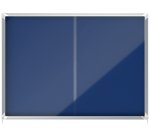 Vitrina NOBO Premium Plus de puerta corredera con fondo de fieltro 18xA4 hojas, azul