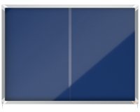 Vitrina NOBO Premium Plus de puerta corredera con fondo de fieltro 18xA4 hojas, azul