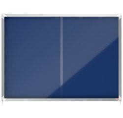 Vitrina NOBO Premium Plus de puerta corredera con fondo de fieltro 18xA4 hojas, azul