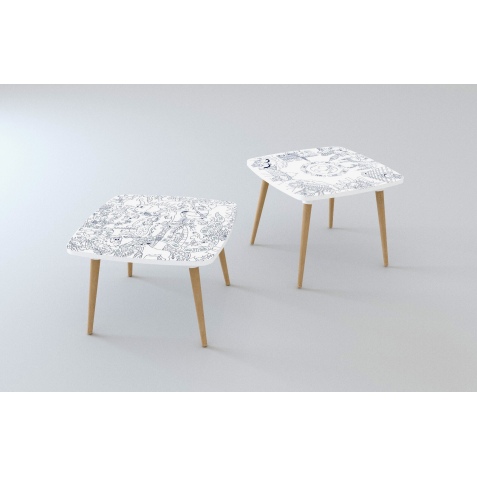 Table basse KIDS à colorier - Motif Océan - Lot de 2