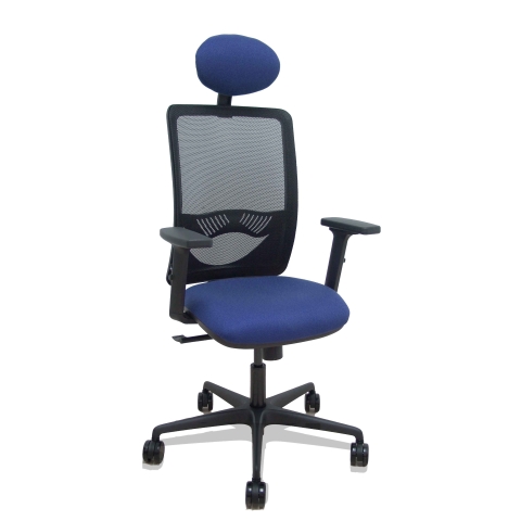 Silla de oficina Zulema con reposabrazos 2D y cabecera - Azul marino
