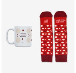 Kit Taza + Calcetines "Y que pase lo que tenga que pasar" Karma talla 36-41