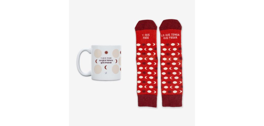 Kit Taza + Calcetines "Y que pase lo que tenga que pasar" Karma talla 36-41