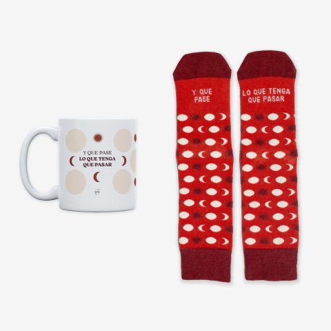 Kit Taza + Calcetines "Y que pase lo que tenga que pasar" Karma talla 36-41