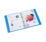 Classeur 4 anneaux plastifié Viquel Propyglass personnalisable A4 Dos 3,5 cm bleu