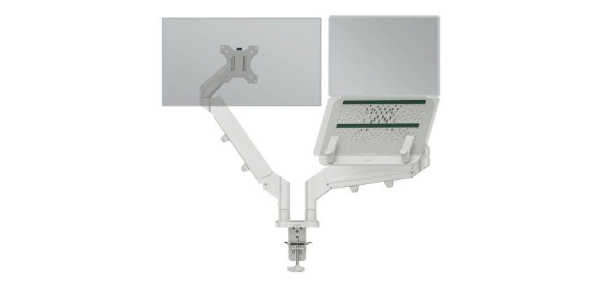 Brazo doble para monitor y portátil Leitz Ergo Space Saving