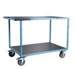 Servante mécano-soudée 2 plateaux tôle galvanisée 400 kg 1200 x 800 mm roue TPE