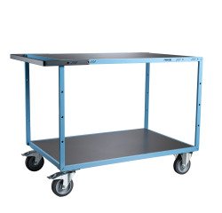 Servante mécano-soudée 2 plateaux tôle galvanisée 400 kg 1200 x 800 mm roue TPE