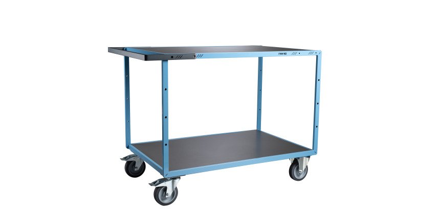 Servante mécano-soudée 2 plateaux tôle galvanisée 400 kg 1200 x 800 mm roue TPE