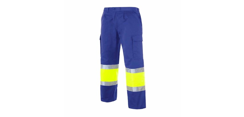 Pantalón multibolsillos alta visibilidad bicolor