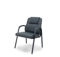 Sillón confidente Opti543 Foröl 4 patas con brazos fijos - Asiento y respaldo tapizados en similpiel color negro