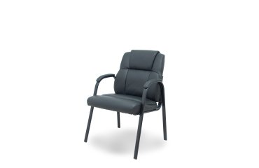 Sillón confidente Opti543 Foröl 4 patas con brazos fijos - Asiento y respaldo tapizados en similpiel color negro