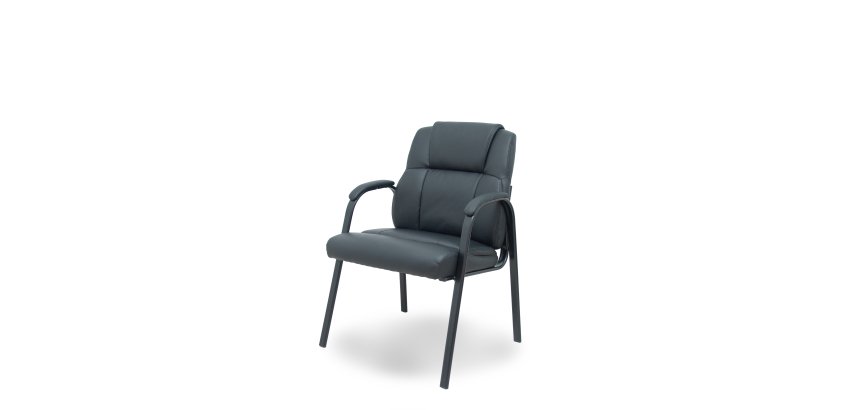 Sillón confidente Opti543 Foröl 4 patas con brazos fijos - Asiento y respaldo tapizados en similpiel color negro