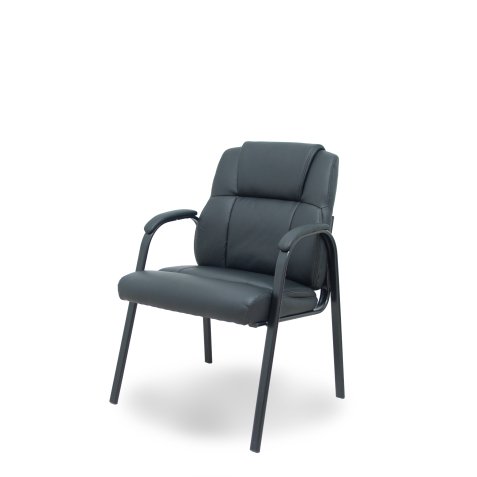 Sillón confidente Opti543 Foröl 4 patas con brazos fijos - Asiento y respaldo tapizados en similpiel color negro