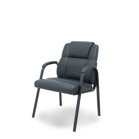 Sillón confidente Opti543 Foröl 4 patas con brazos fijos - Asiento y respaldo tapizados en similpiel color negro