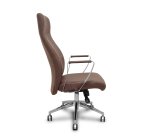 Fauteuil de direction Ergo540 Synchrone, similicuir marron, piètement chromé, roulettes chromées