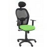 Silla de oficina Alocén malla con brazos regulables y cabecero - Asiento verde claro