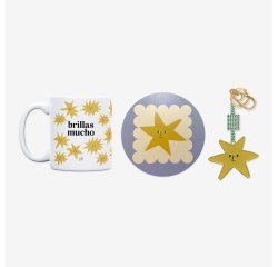 Kit Taza + Posavasos + Llavero "Brillas Mucho"
