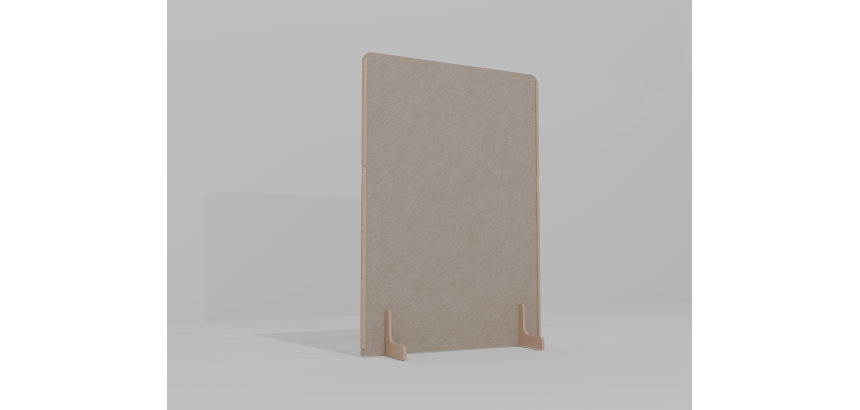 Cloison acoustique Emmie Flexmute en PET 12 mm - sur pieds en bois massif L 120 x H 170 CM