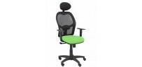 Silla de oficina Alocén malla con brazos regulables y cabecero - Asiento verde claro