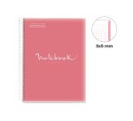 Notebook Emotions, Couverture souple, A4, quadrillage 5x5 mm, 80 feuilles de 1 couleur, Miquelrius, Rose.

