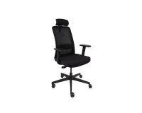 Chaise de bureau ergonomique Nico, tissu et maille, accoudoirs 3D, appui-tête, mécanisme synchrone + réglage profondeur d'assise