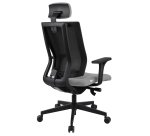 Ergonomischer Bürostuhl MAXPRO SCHWARZ, Stoff und Mesh, mit 2D-Armlehnen und Kopfstütze, Synchronmechanismus, schwarze Füße