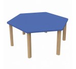 Table Fabiano Kids hexagonale avec pieds en bois - Taille T2 - Ecole maternelle