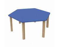 Zeshoekige tafel Fabiano Kids met houten onderstel - Maat T2 – Kleuterklas