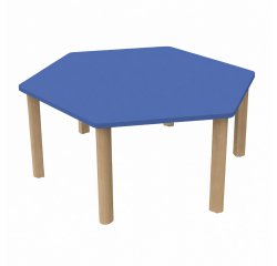 Table Fabiano Kids hexagonale avec pieds en bois - Taille T2 - Ecole maternelle