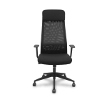 Silla Pro536 basculante tela negra brazos fijos.
