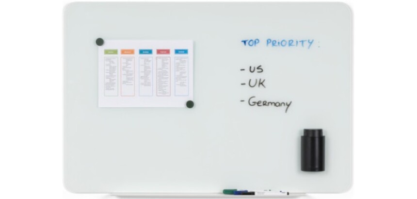 Pizarra vidrio Lago magnetica blanco puro 900X600