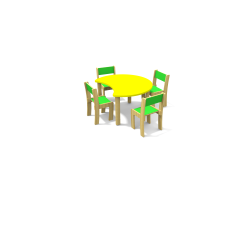 Table Fabiano Kids avec pieds en bois - Taille T1 - Ecole maternelle