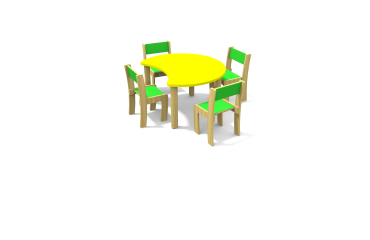 Table Fabiano Kids avec pieds en bois - Taille T1 - Ecole maternelle