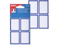 Etiquettes pour livre, cadre bleu, 38 x 50 mm, uni