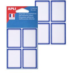 Etiquettes adhésives scolaires 38 x 50 mm Apli à cadre bleu - Pochette de 32