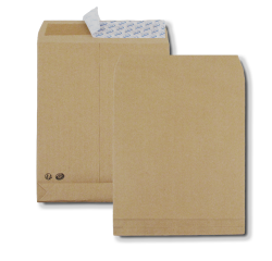 Boite de 250 sacs à soufflets kraft brun C4 229x324 120 g/m² bande de protection
