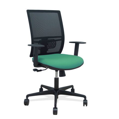 Silla de oficina Yunquera sincronizada malla brazos regulables - Verde vivo