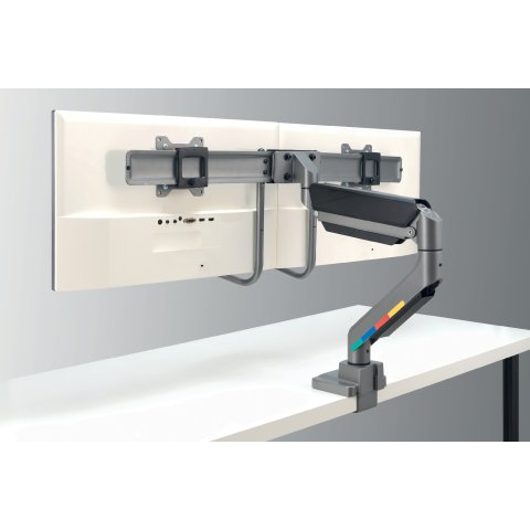 Brazo para dos monitores SmartFit™ con barra transversal y asa