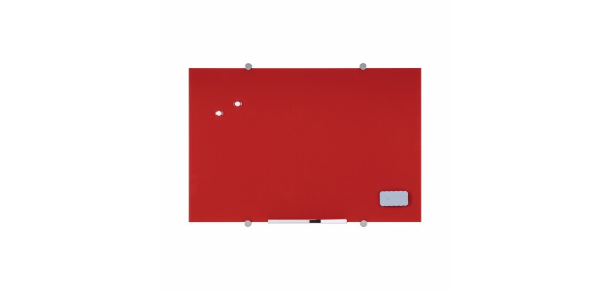 Pizarra vidrio magnetica roja 600X450